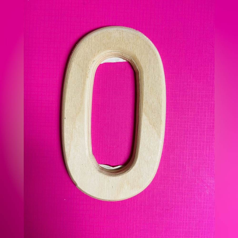 New. 3D wooden number zero “0”.Natural tan wood color.